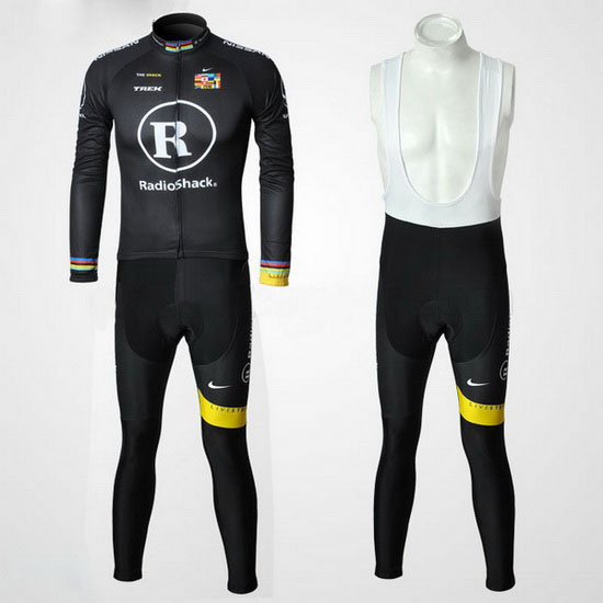 2010 Maillot Radioshack Tirantes Mangas Largas Negro